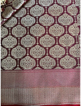 Maroon Pure Handloom Satin Silk Banarasi Saree